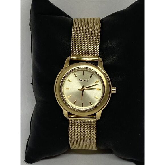 DKNY NY8553 Women's Gold Stainless Steel Mesh Analog Dial Quartz Watch JK745 - Picture 1 of 12